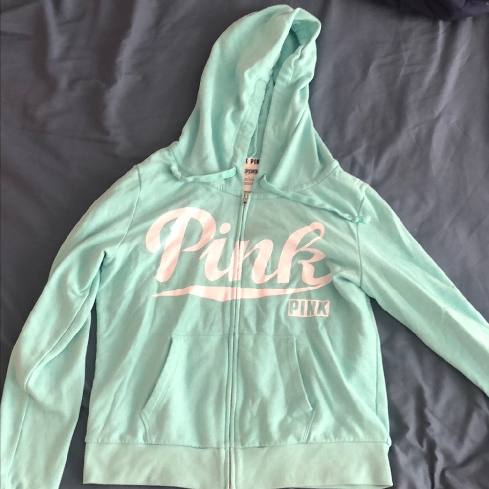 Mint Green PINK Zip-up Hoodie